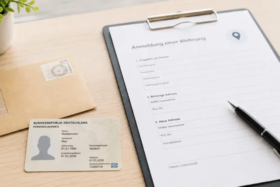 Personalausweis Adresse ändern mit Ausweis und Formular zur Ummeldung